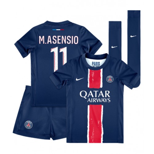 Fotballdrakt Barn Paris Saint-Germain Marco Asensio #11 Hjemmedraktsett 2024-25 Kortermet (+ Korte bukser)